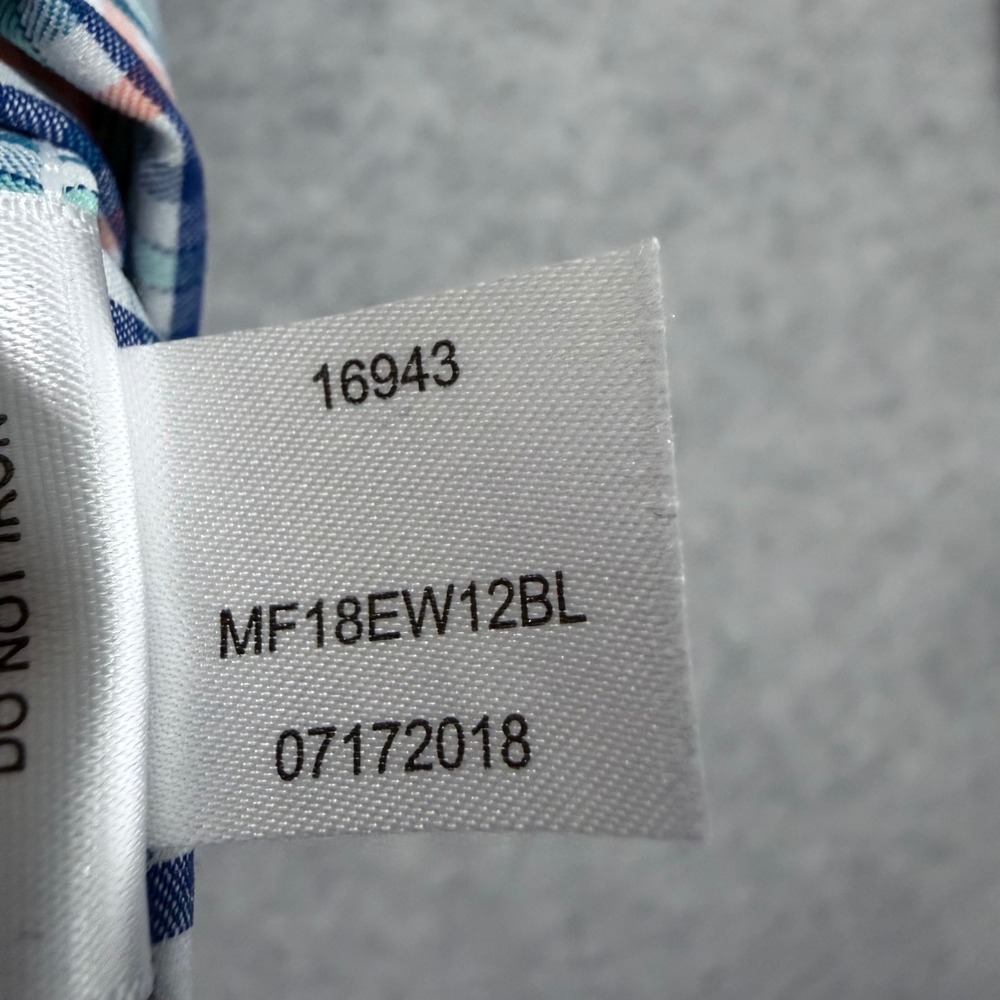 Peter Millar Shirt Mens L Blue Orange Plaid Performance MF18EW12BL‎ Stretch - Picture 7 of 8